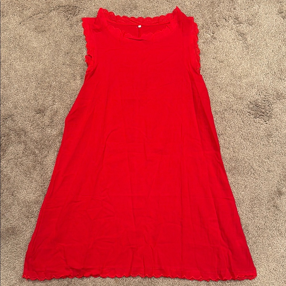 Amazon Red Sleeveless Mock Neck A-Line Dress